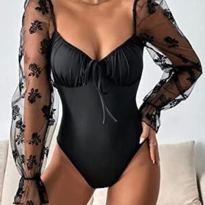 Sheer sleeves bodysuit