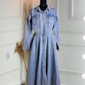 Denim Button Down Long Dress