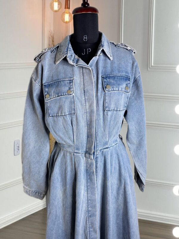 Denim Button Down Long Dress - Image 4
