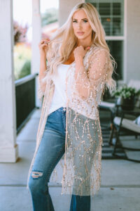 Sequins kimono sheer cardigan