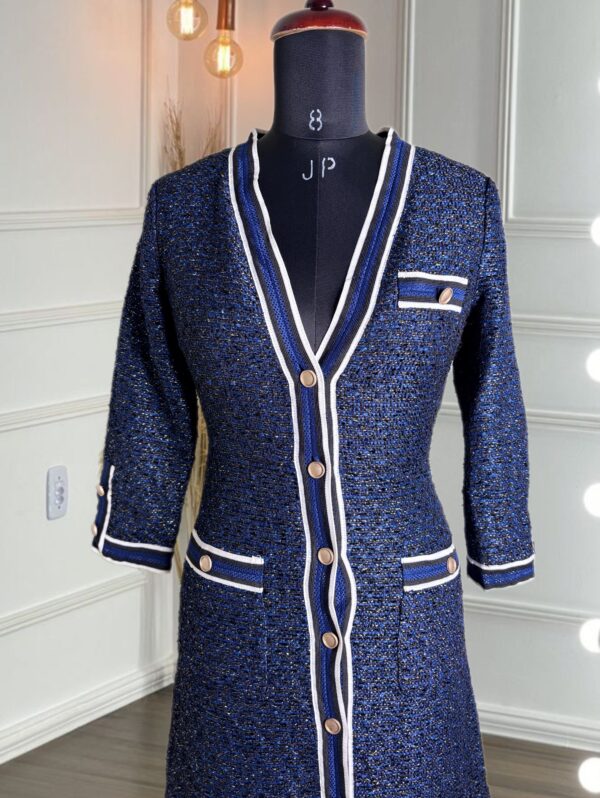 Korean Tweed Long button down Cardigan - Image 5