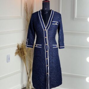 Korean Tweed Long button down Cardigan