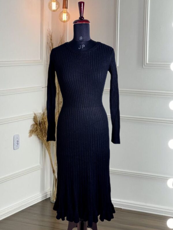 Mermaid Dress Thick Knitted One-Piece Dress Robes for Women Elegant Long Sleeve Midi Sweater Dress - Image 3