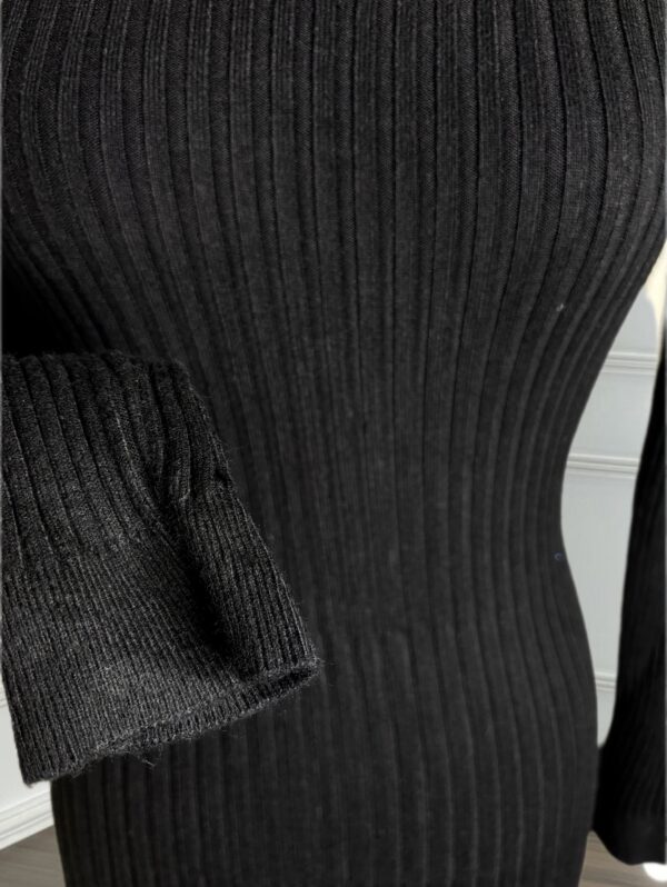 Mermaid Dress Thick Knitted One-Piece Dress Robes for Women Elegant Long Sleeve Midi Sweater Dress - Image 4