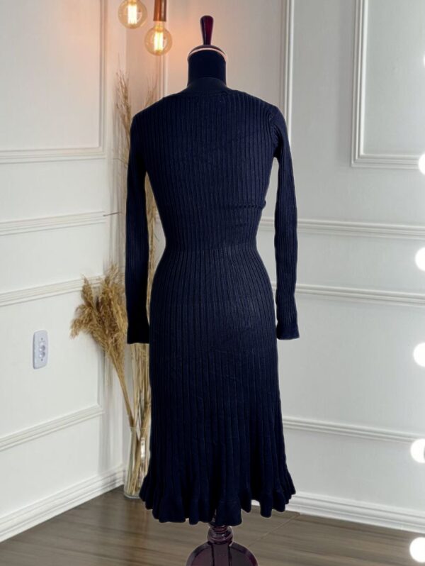 Mermaid Dress Thick Knitted One-Piece Dress Robes for Women Elegant Long Sleeve Midi Sweater Dress - Image 5