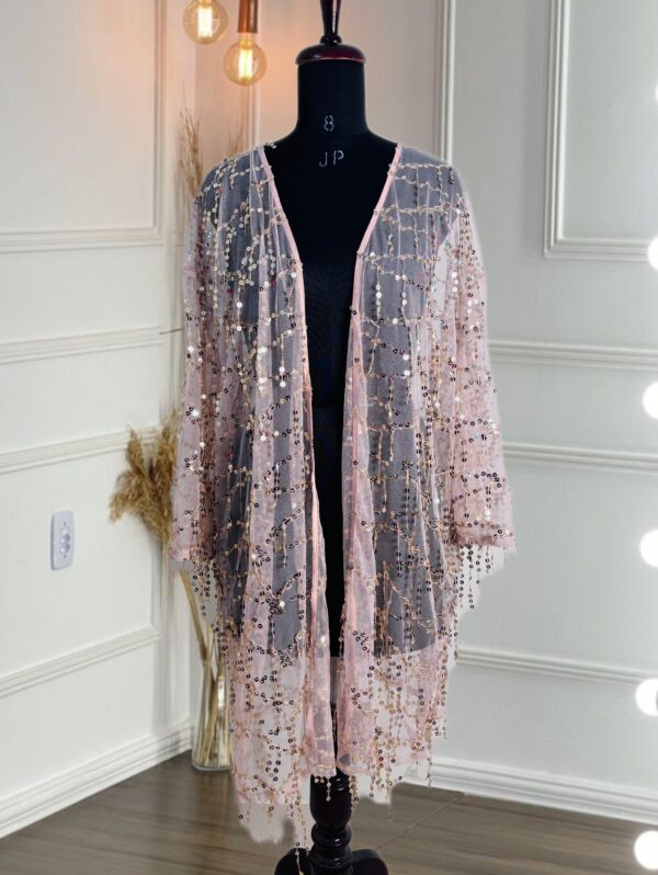Sequins kimono sheer cardigan - Image 2