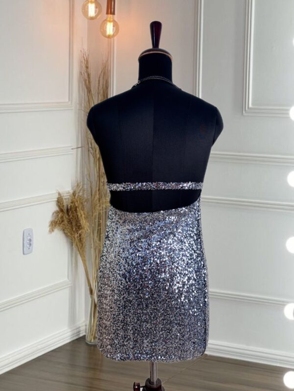 Sequins cowl neck silver dress - Image 3