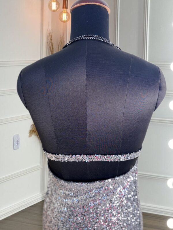 Sequins cowl neck silver dress - Image 4