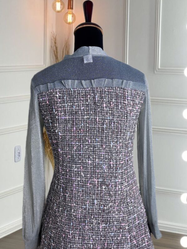 Shimmer Bowknot Mesh Tweed Dress - Image 7