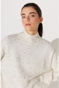 White Speckled Turtleneck Sweater