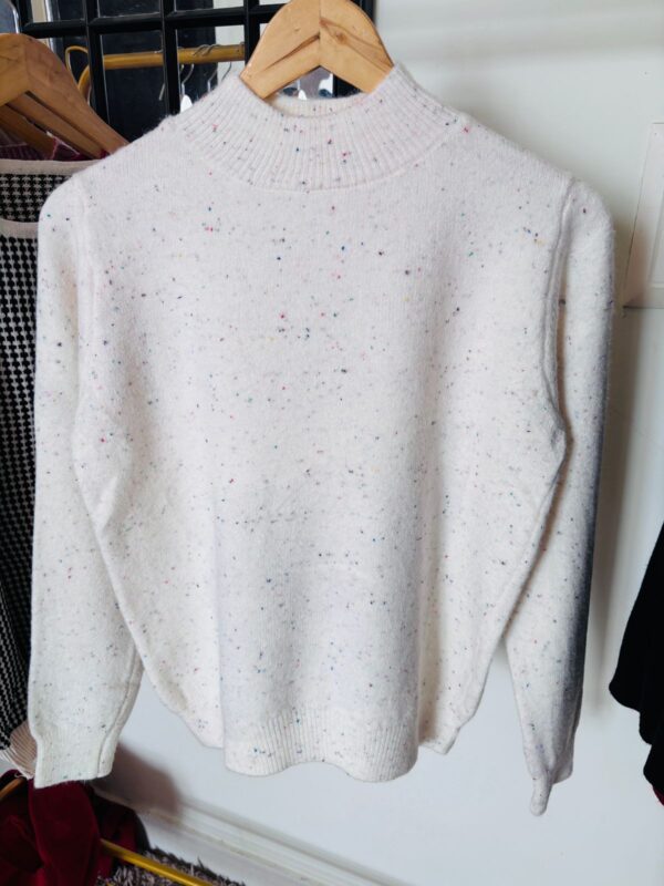 White Speckled Turtleneck Sweater - Image 3