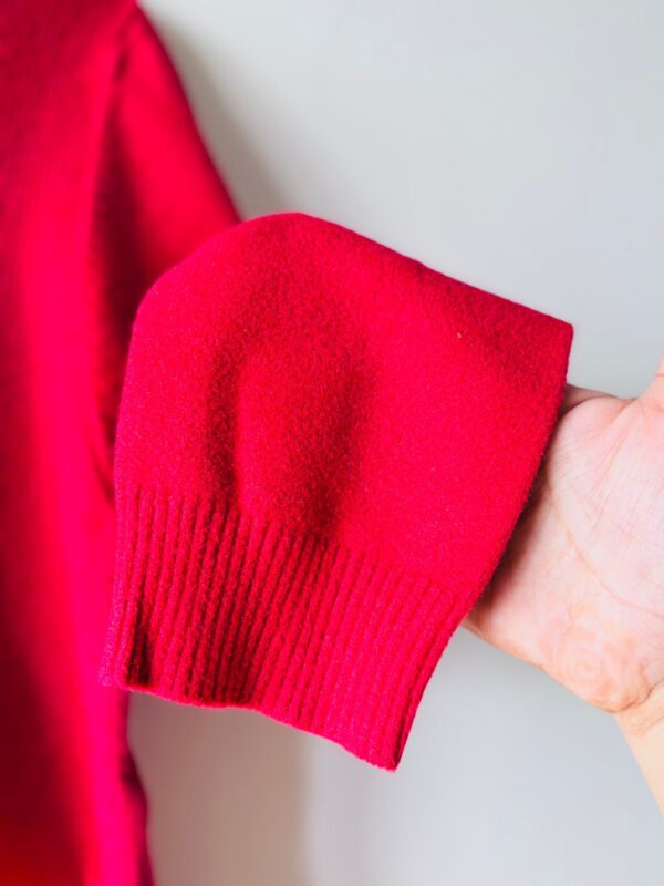 Red Cardigan With a Beaded Trim and Button-Up Front - Image 2