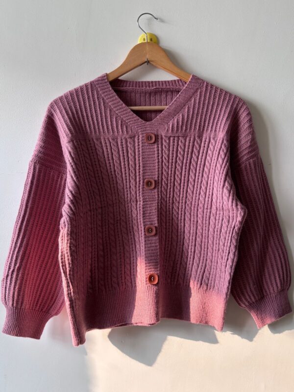 pink cable-knit oversized pullover - Image 3