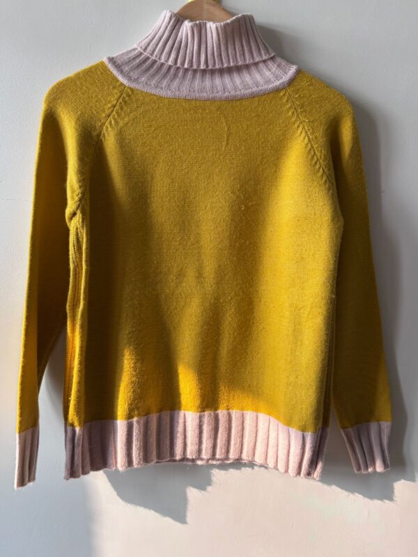 Yellow And White Turtleneck Sweater - Image 3