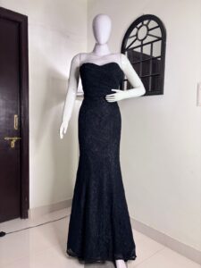 Black lace corset vail dress