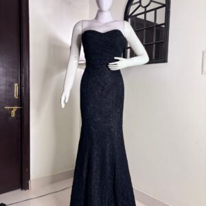 Black lace corset vail dress